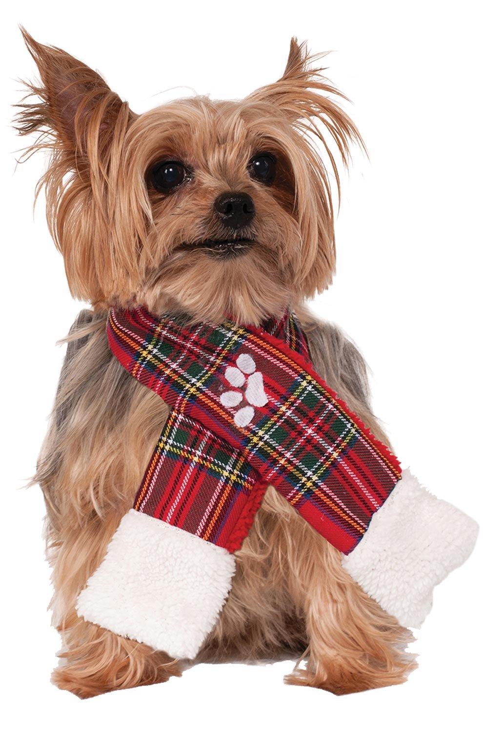 Forum Novelties 73927 Christmas Dog Scarf Plaid Paw Print Festive Holiday Costume Accessory, One Siz