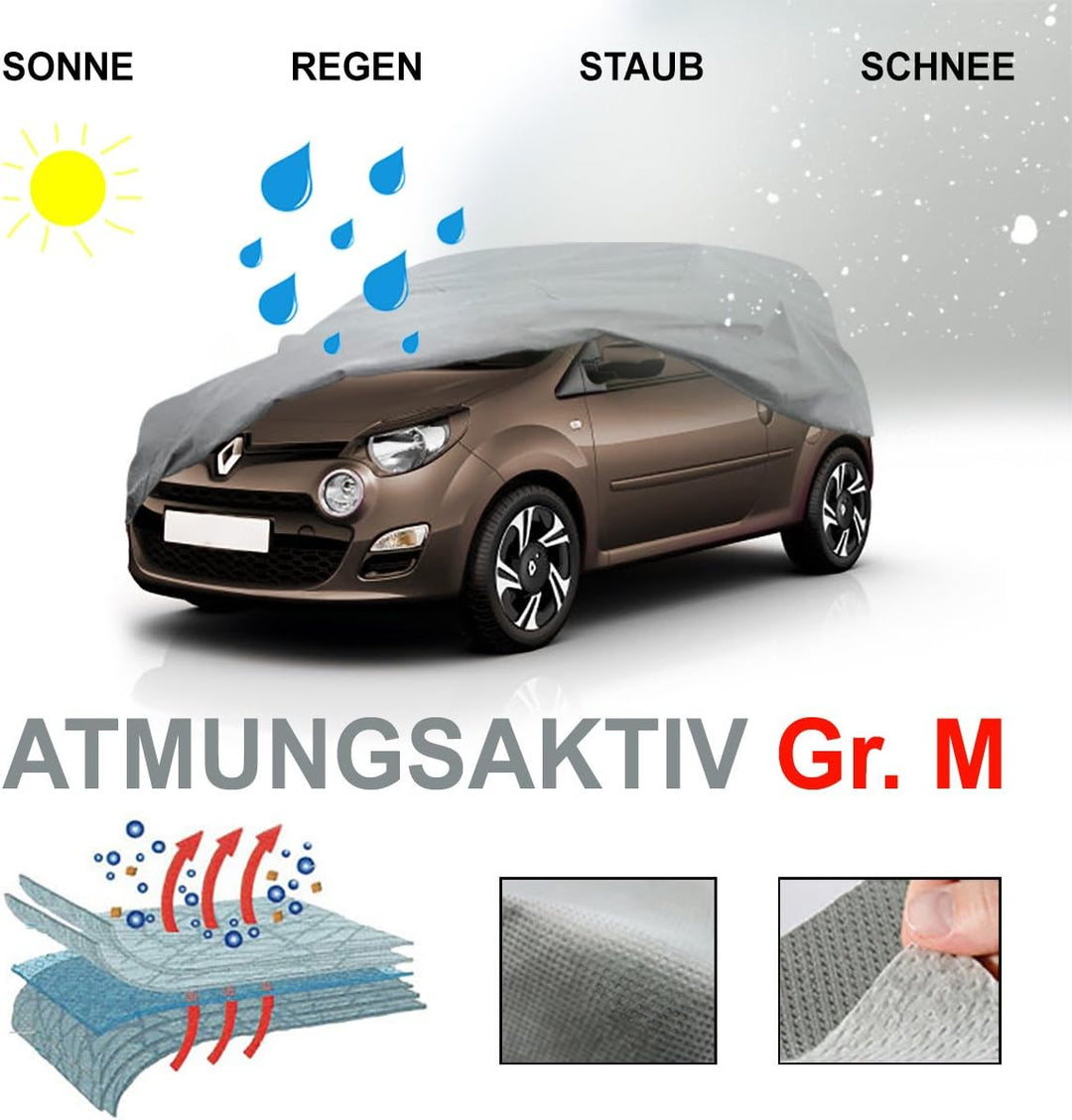Ganzgarage Grösse M Atmungsaktiv Wasserabweisend Wetterfest UV-Beständig Abdeckung für PKW Kfz Auto