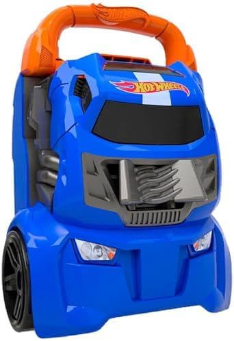 Hot Wheels Cefa Toys Koffer für Autos, 2-in-1, mit Kapazität für 20 Autos, 4 Verschiedene Tracks, Me