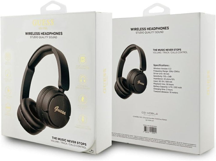 CG MOBILE Guess Bluetooth 5.3 On-Ear-Kopfhörer mit metallischem Logo (Schwarz)