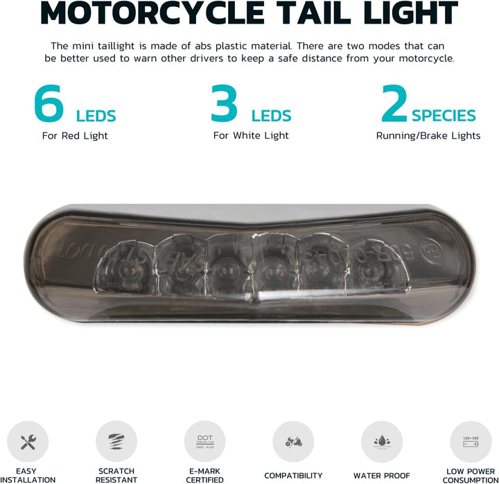 DREAMIZER Motorrad Rücklicht Bremsrücklicht, 12V 9 LED E-geprüft Motorrad Stop Running Rücklicht Rüc