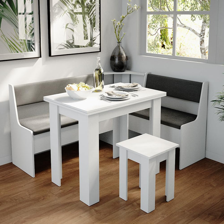 Vicco Esszimmer-Eckbank Roman, Bank für die Essecke, Weiss/Anthrazit, 76 x 42 cm Weiss Bank 77 cm, W