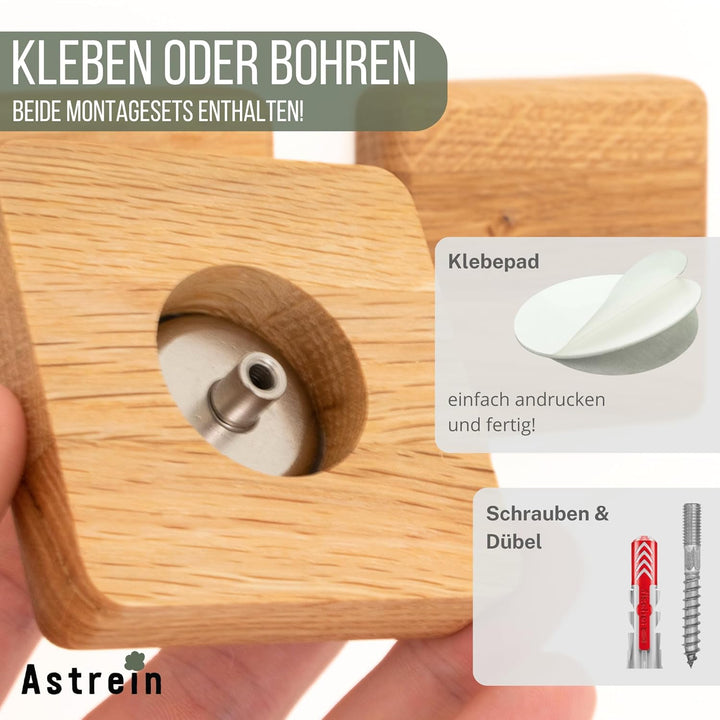 ASTREIN® | Magnetischer Schlüsselhalter | Messerhalter | Wandhalterung aus Holz | Buche | Umzugsgesc