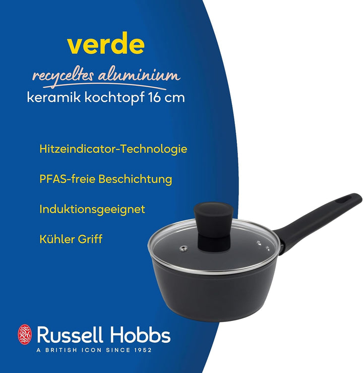Russell Hobbs RH03258EU7 Verde Thermocollar 16 cm Kochtopf mit Deckel - gesunde keramische Antihaftb