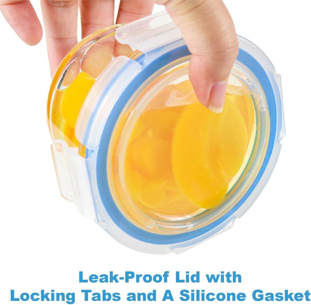HillSpring Set aus 6 Kleinen Glasaufbewahrungsbehältern, 200 ml Lebensmittelbehälter mit Auslaufsich