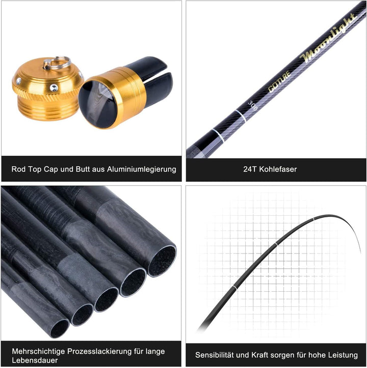 Goture Angelrute,Stipprute,Geocaching Angel,Teleskoprute,Karpfenrute,Forellenrute,Teleskop Angelrute