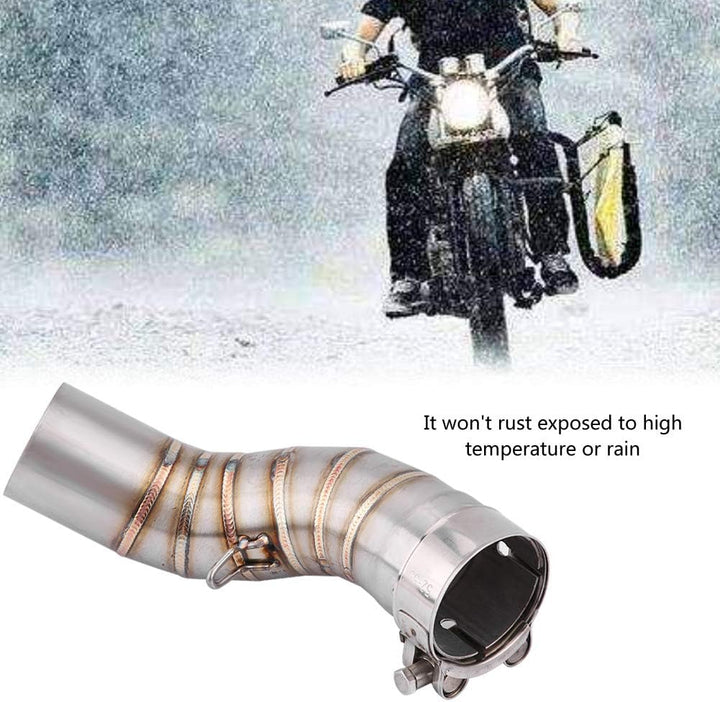 Motorrad Auspuff Mittelrohr, Motorrad Edelstahl kurz 51Mm Wollschlupf Auspuffsystem Mittelrohr Link