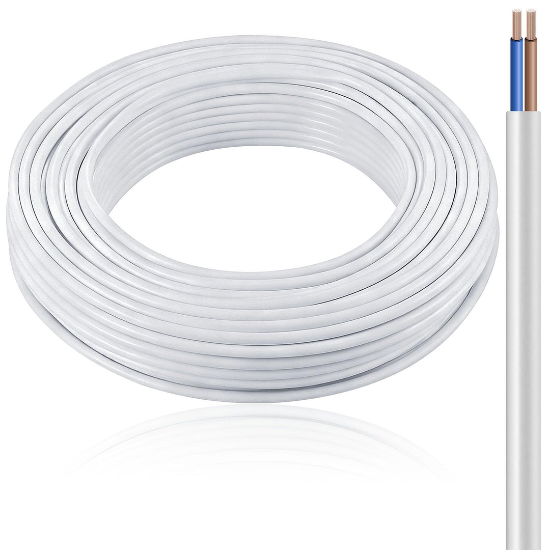 10 Meter 18AWG 2x0,75mm² Elektrischer Draht 2 Adriges Kabel 5V/12V/24V/300V Weiss Verzinntes Kupferk