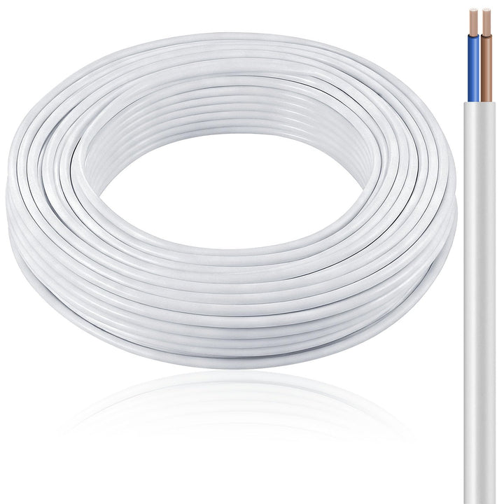 10 Meter 18AWG 2x0,75mm² Elektrischer Draht 2 Adriges Kabel 5V/12V/24V/300V Weiss Verzinntes Kupferk