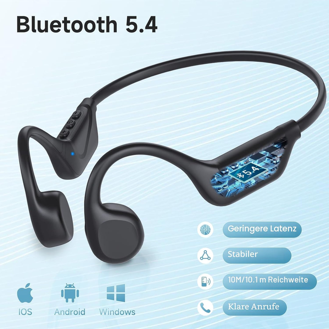 IFECCO Knochenschall Kopfhörer Bluetooth 5.4 - Open Ear Bone Conduction Kopfhörer Kabellos,IPX5 wass