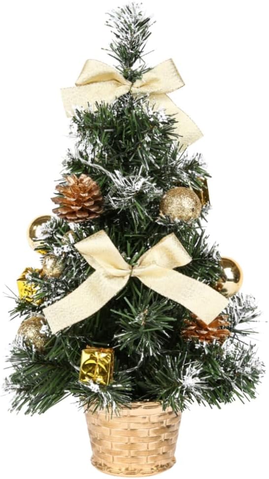 CRTEPST Mini LED Weihnachtsbaum Künstlich Klein Desktop Deko Tannenbaum mit LED Lichterkette Beleuch