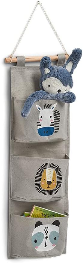 Zeller 14287 Hänge-Aufbewahrung "Animals", Baumwolle/Polyester, ca. 35x81,5 cm ca. 35 x 81,5 cm Grau