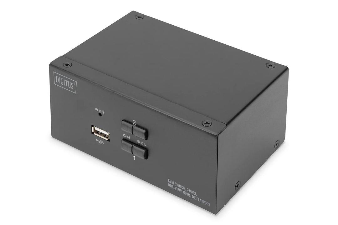 DIGITUS KVM-Switch 2-Port 4K DP Dual Display Switch 2 Computer – Dual-Monitor Input: DisplayPort, 2