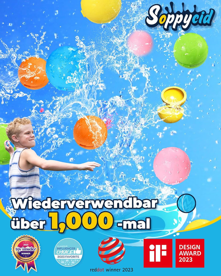 Wasserbomben Wiederverwendbar Selbstschliessend: 15 Stück Wiederverwendbare Wasserballons Magnetisch