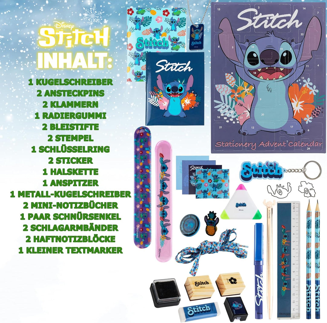 Disney Stitch Adventskalender 2023 Schreibwaren Lilo und Stitch Kinder: 24 Überraschungen mit Schrei