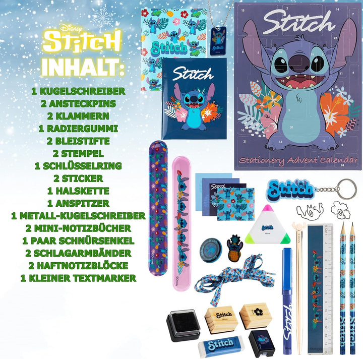 Disney Stitch Adventskalender 2023 Schreibwaren Lilo und Stitch Kinder: 24 Überraschungen mit Schrei