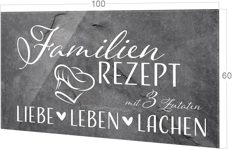 GRAZDesign Spritzschutz Küchenrückwand Glas Küche für Herd & Küchenspüle, Grau mit Spruch - Glasplat