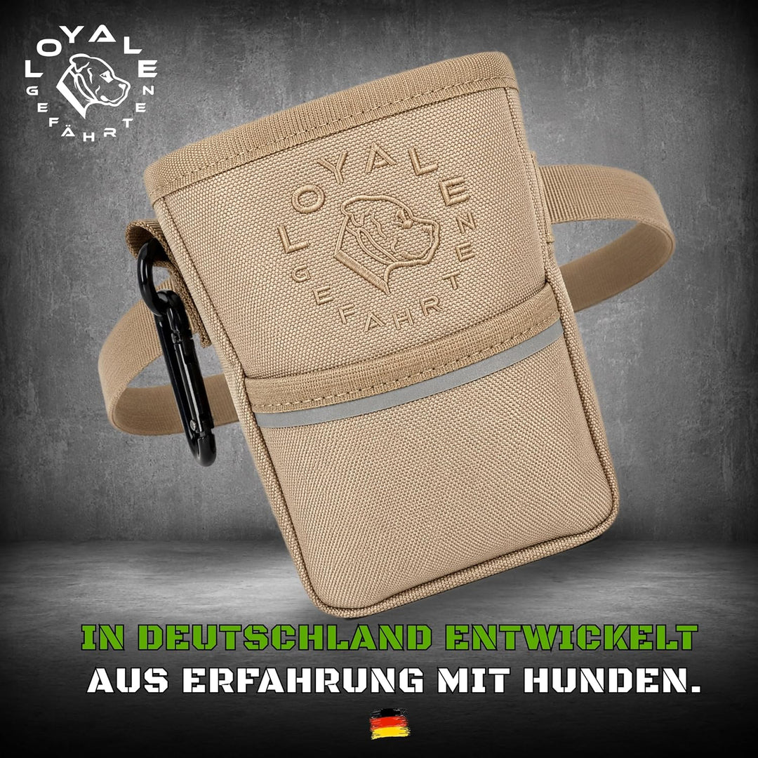 Leckerlitasche für Hunde mit Kotbeutelspender und Gurt Beige, Beige