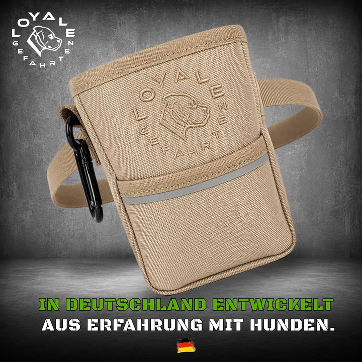Leckerlitasche für Hunde mit Kotbeutelspender und Gurt Beige, Beige