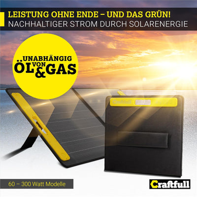 Craftfull Solarpanel faltbar 60w 100w 200w 300w - Solartasche Outdoor - Solarmodul für tragbare Powe