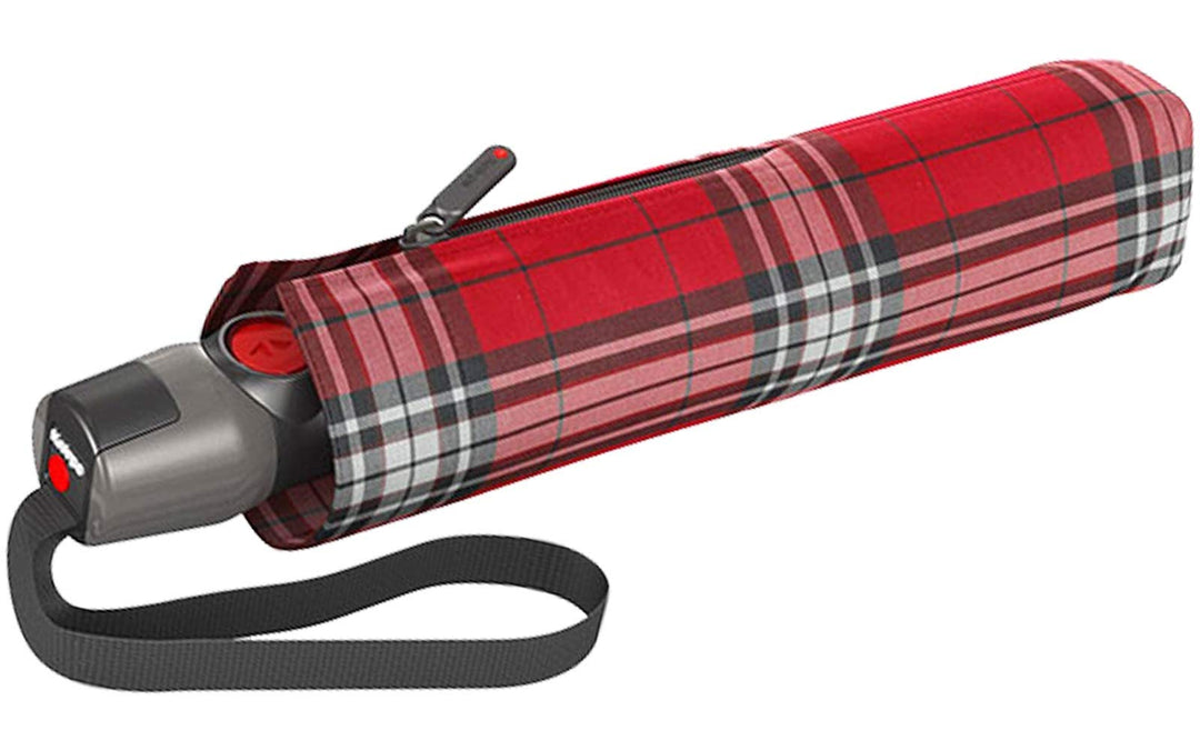 Knirps Taschenschirm T.200 Duomatic - stabil und sturmfest - Check red & navy