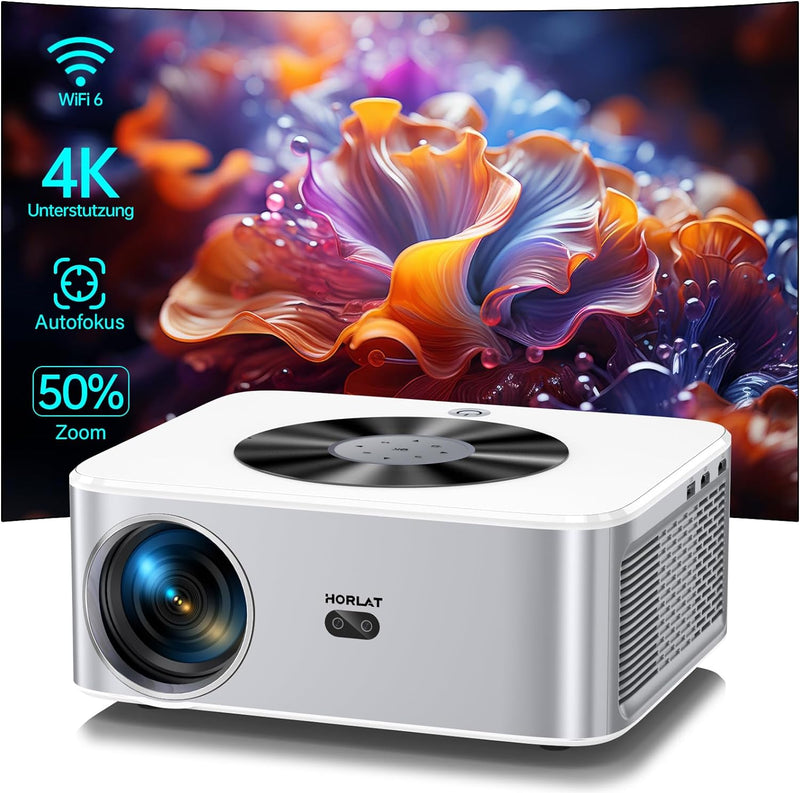 Beamer【Autofokus/Trapezkorrektur】 Full HD 1080P WiFi Bluetooth Projektor 4K Unterstützt mit Berührun