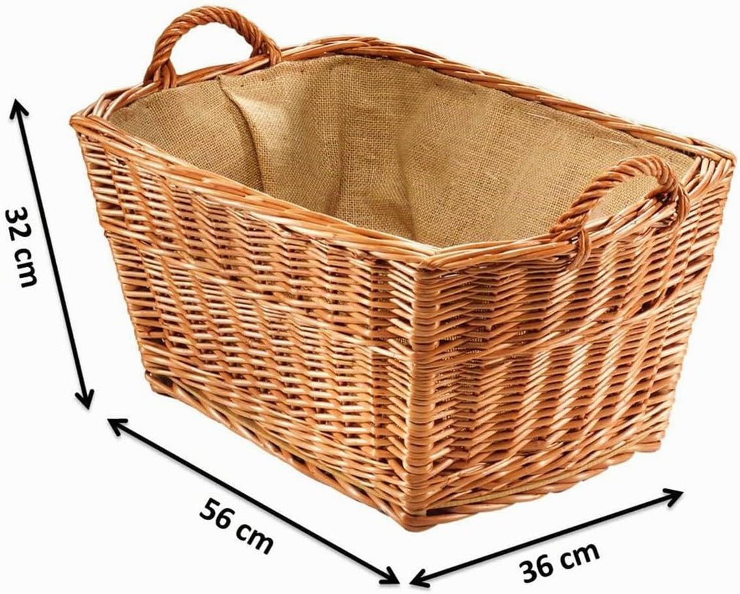 Kobolo Kaminholzkorb Weidenkorb Holzkorb aus gekochter Weide mit Leinenfutter