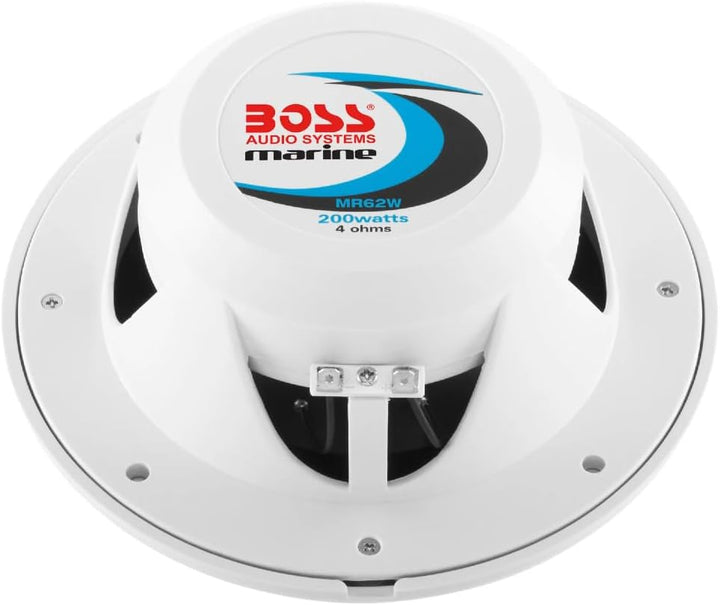 KIT Set FÜR BOSS Audio Systems MR62W 2 weisse Marine-Lautsprecher, 2-Wege, 6,5 Zoll, 16,5 cm, 100 Wa