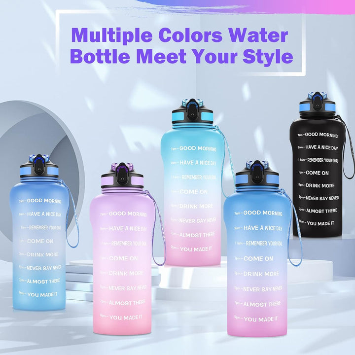 2 Liter Trinkflasche Sport mit Strohhalme, 2000ml Gross Sportflasche BPA Frei, Auto Wasserbehälter A