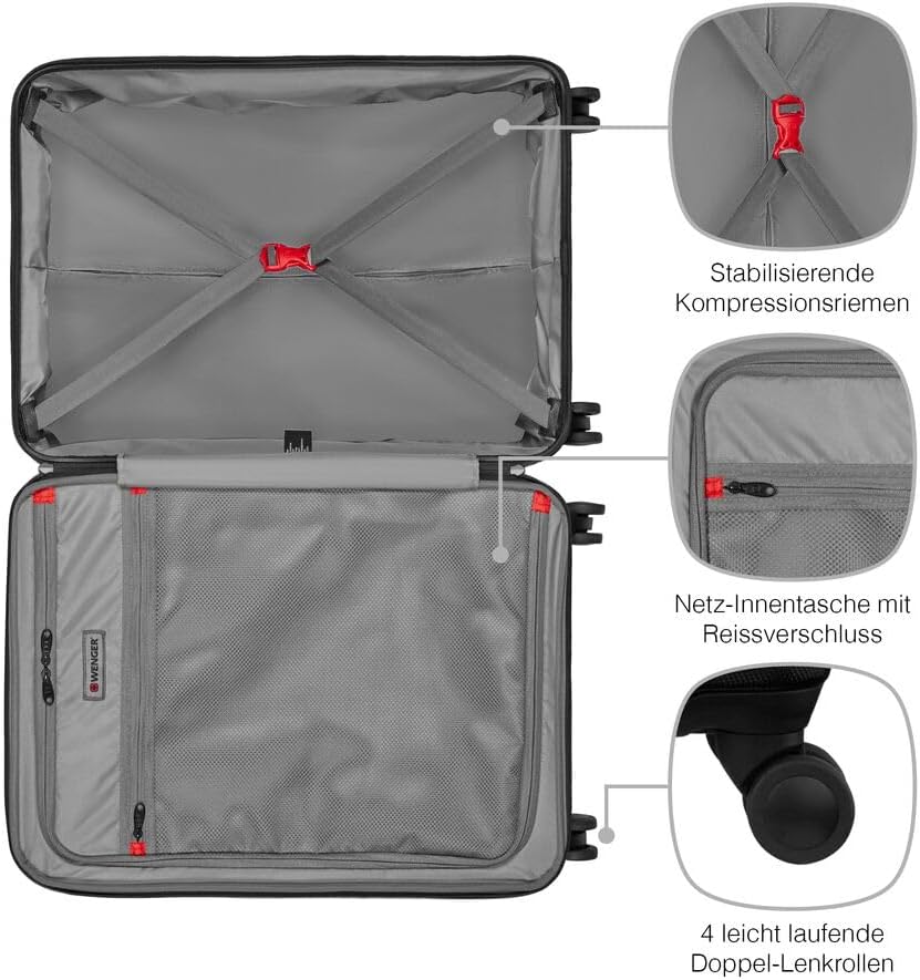 WENGER Legacy Large Hartschalenkoffer mit 4 Rollen, Trolley, Gross, 99 (115) l, Sicherheitsschloss,