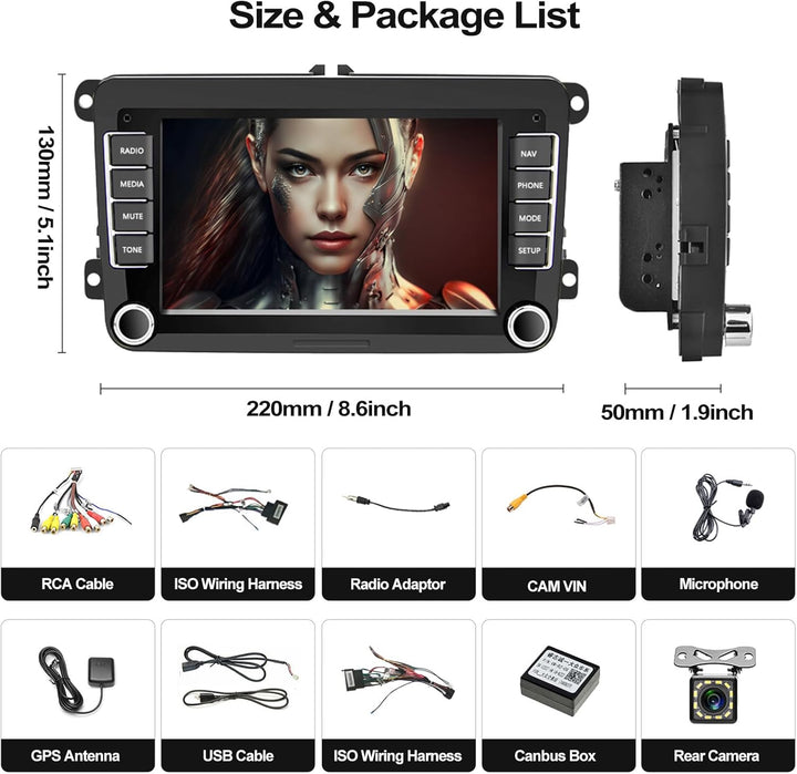CAMECHO Android 13 Autoradio für VW Golf 5 6 Polo Passat Skoda Touran mit Navi,7 Zoll Touchscreen Ra