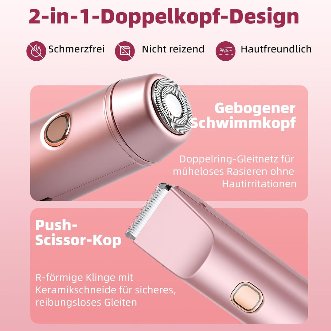 Carehabi 2 in 1 Intimrasierer für Frauen & Damen Rasierer Elektrisch - Schmerzfreier Bikini Trimmer,