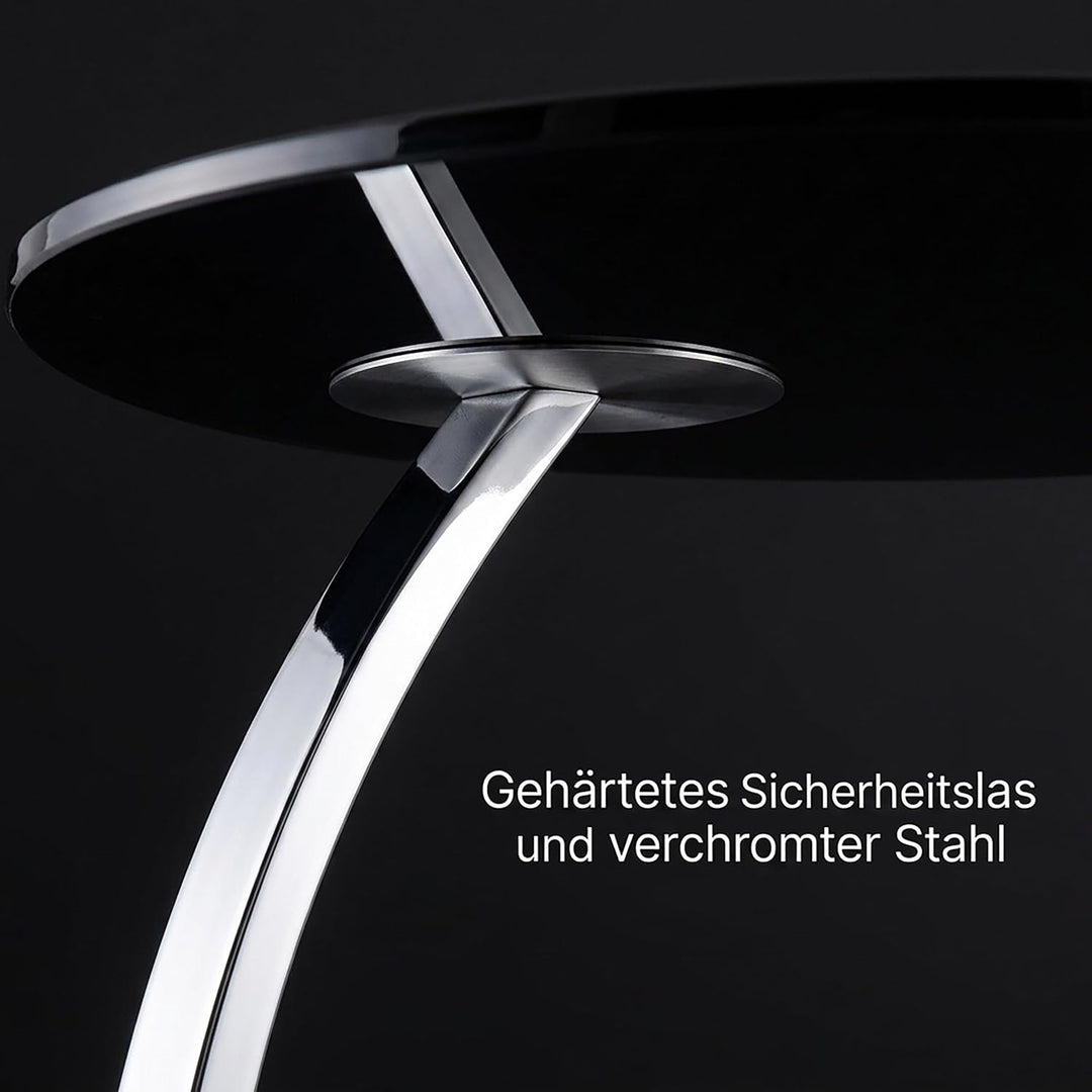 Relaxdays Beistelltisch, rund, für Wohnzimmer, modernes Design, Glas &amp; Stahl, H x D: 55 x 40 cm, Cou
