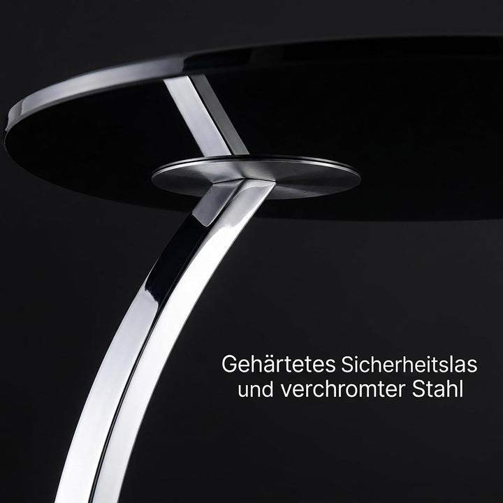 Relaxdays Beistelltisch, rund, für Wohnzimmer, modernes Design, Glas &amp; Stahl, H x D: 55 x 40 cm, Cou