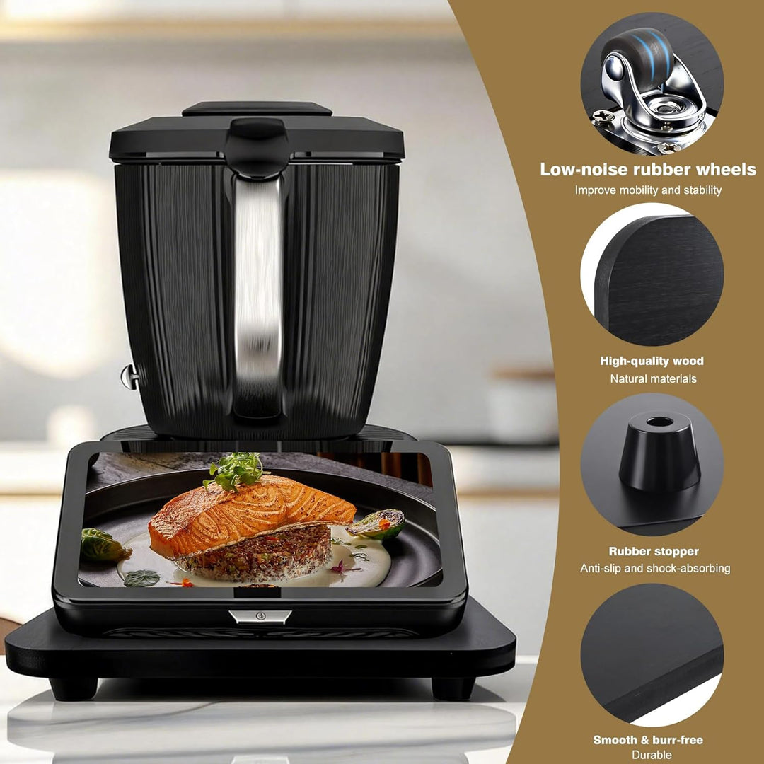 Gleitbrett für Thermomix TM7 - Holz Brett für Thermomix Vorwerk Küchenmaschine TM7 Zubehör - mit 360