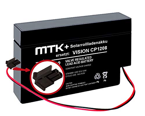 MTK+ Solarrollladen Akku ersetzt Vision CP1208 / 12V 0,8Ah Molex, vor Versand geladen und geprüft