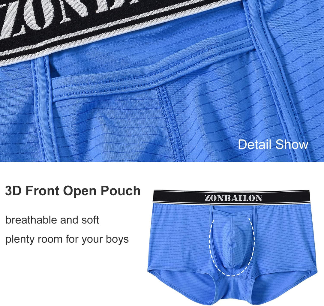 BIATWOWR Herren Boxershorts mit atmungsaktivem Stoff Micro-Mesh erhöhtem Front und Rückenöffnung ohn