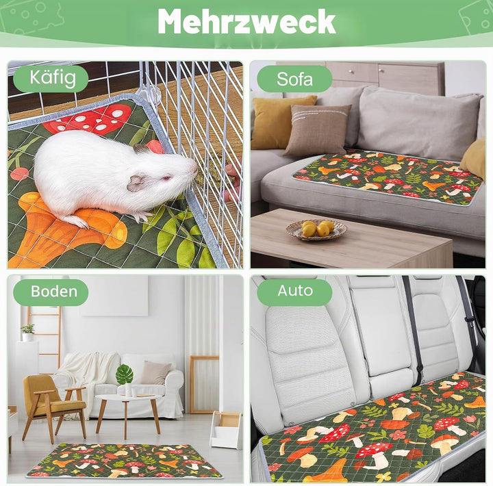 2 Pack Wiederverwendbare Unterlage für Meerschweinchen,Waschbar,Kleintier Matten für Kaninchen,Hamst