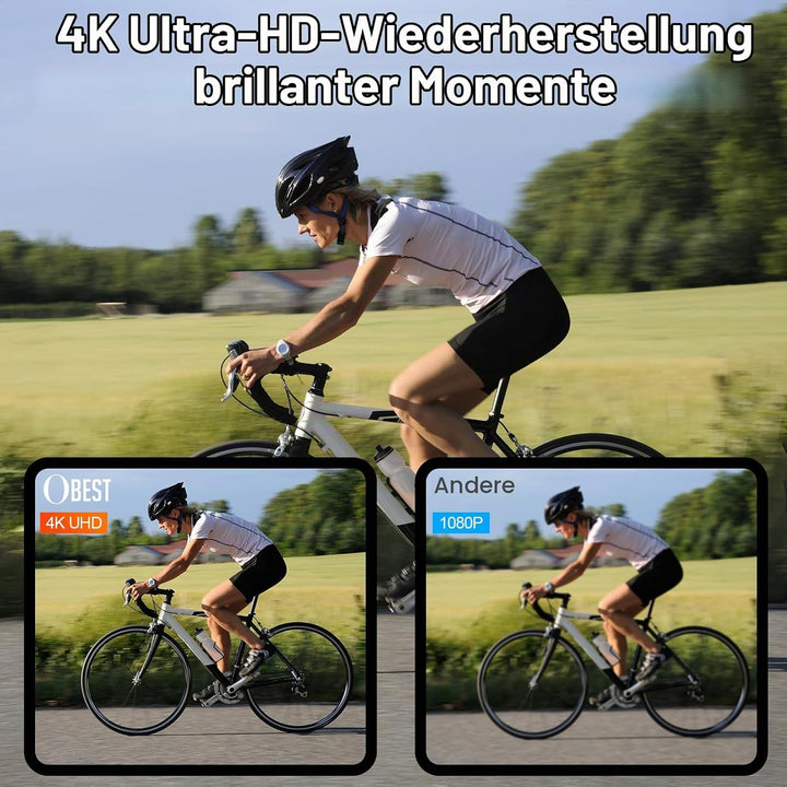 OBEST Action Cam 4K 360 Action Kamera Mini Bodycam Körperkamera, Magnetisch Vlog POV Camera, WiFi Un