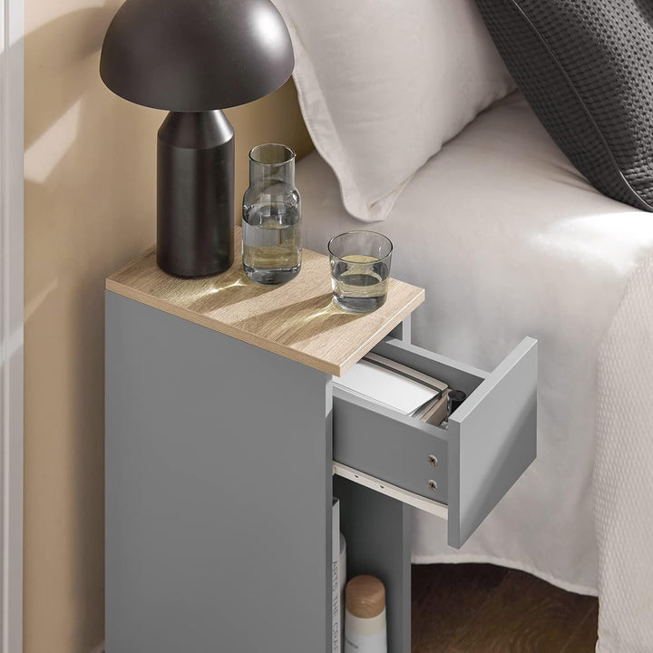 SoBuy FBT111-HG Nachttisch mit Schublade für Boxspringbett Sofatisch Beistelltisch schmal Telefontis