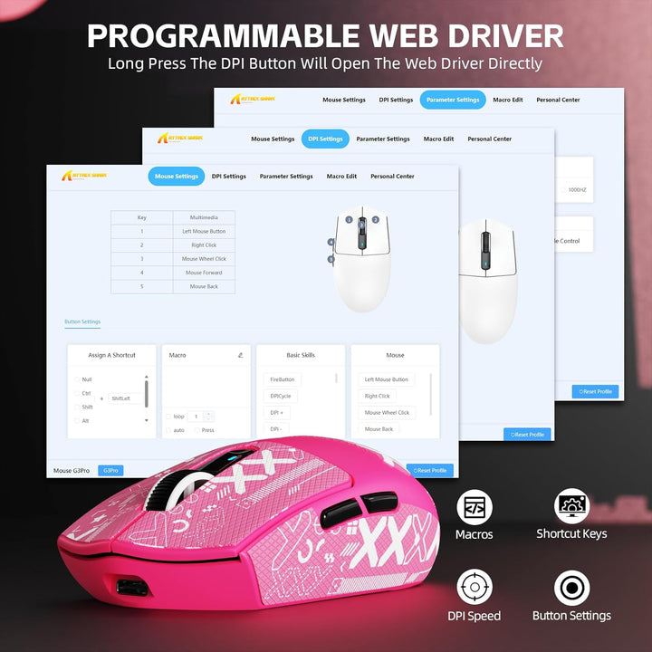 ATTACK SHARK G3PRO Kabellose Gaming-Maus mit Magnetischer Ladestation, PixArt PAW3311-Sensor, Bis zu