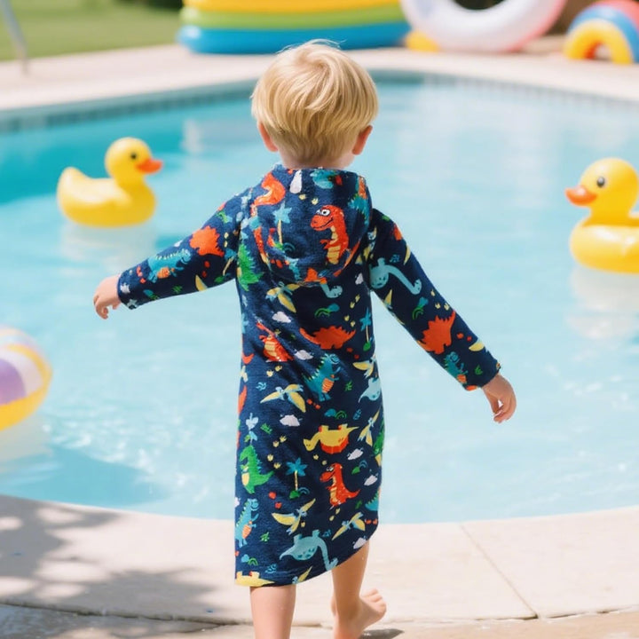 FILOWA Bademantel für Kinder Mädchen Jungen Fleece Kinderbademantel mit Kapuze, Flanell Flauschig Mo