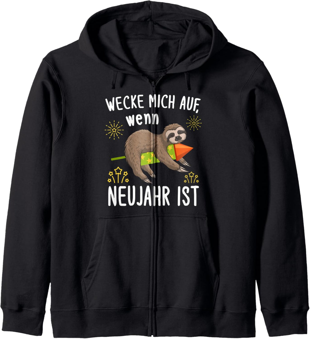 Lustiges Silvester Faultier Neujahr Feuerwerk Kapuzenjacke