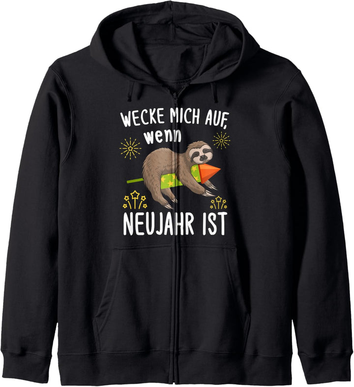 Lustiges Silvester Faultier Neujahr Feuerwerk Kapuzenjacke