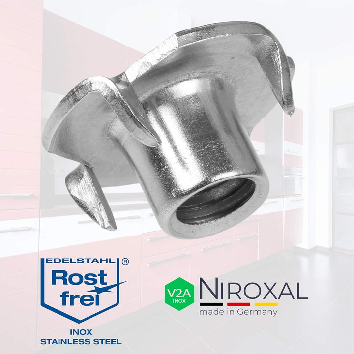 Einschlagmuttern M10 Edelstahl 100 Stück Einschlagmutter V2A mit 4 Einschlagspitzen metrischem Gewin