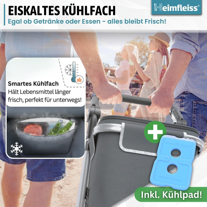 Heimfleiss® Trolley Einkaufstrolley mit 56L Volumen | Einkaufswagen klappbar mit 50kg Traglast | Lei