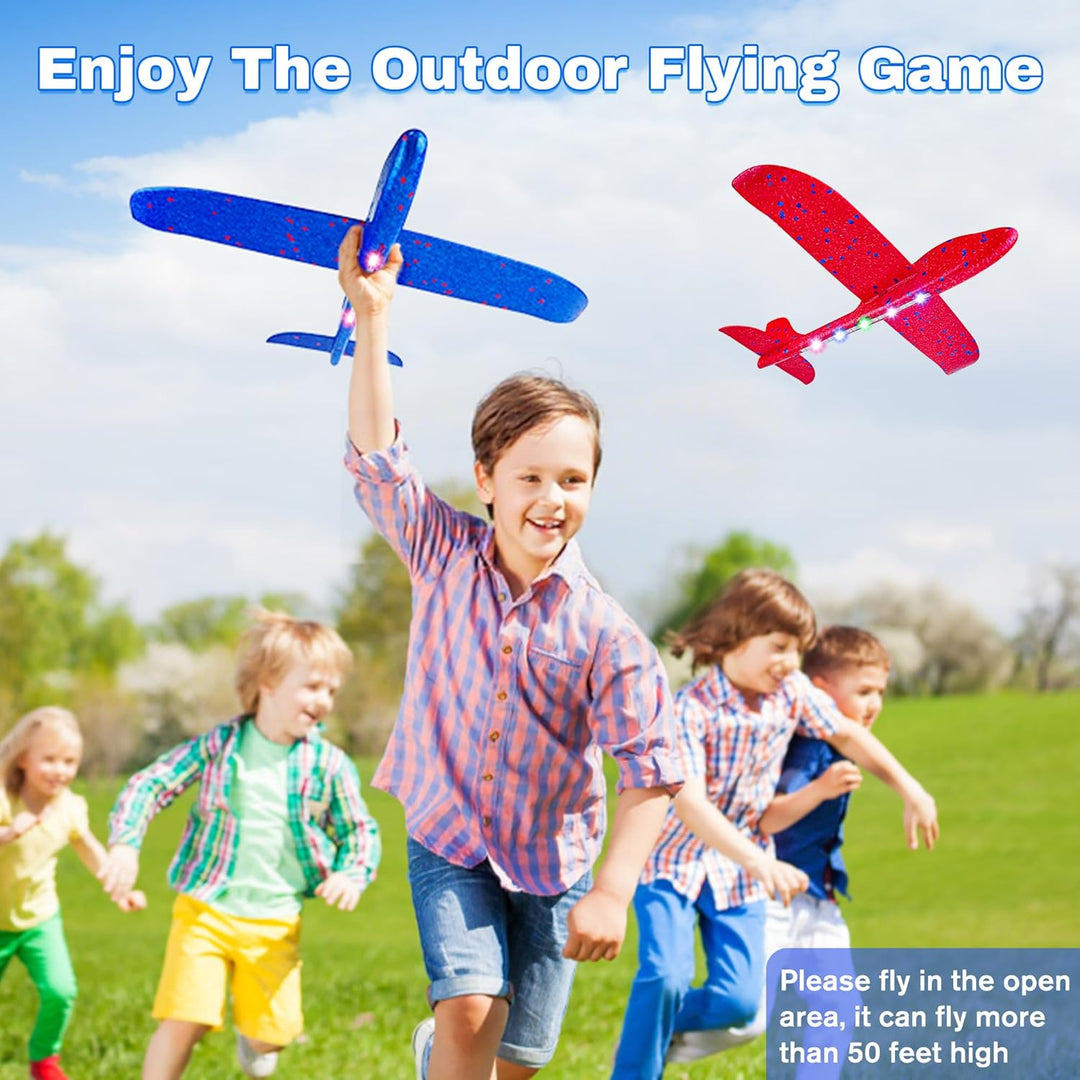 2 Stück Flugzeug Spielzeug, Styropor Flugzeuge für Kinder Elektrisches Wurfgleiter Styroporflieger L