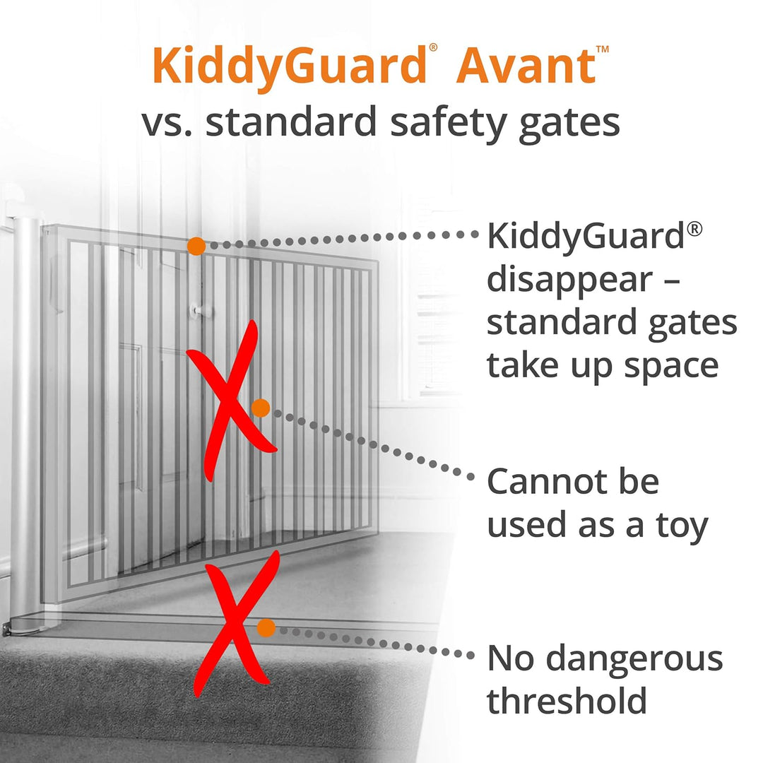 Lascal KiddyGuard Avant, stilvolles Treppenschutzgitter für Babys, einrollbares Türgitter aus Netz u