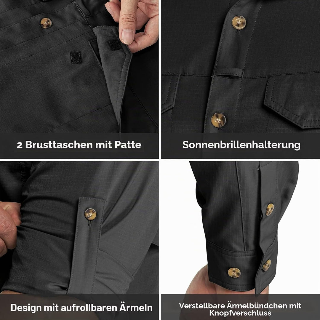 Outdoor Ventures Hemd Herren Freizeithemd Langarm Outdoor Shirt Atmungsaktive Schnell Trocknende Fun