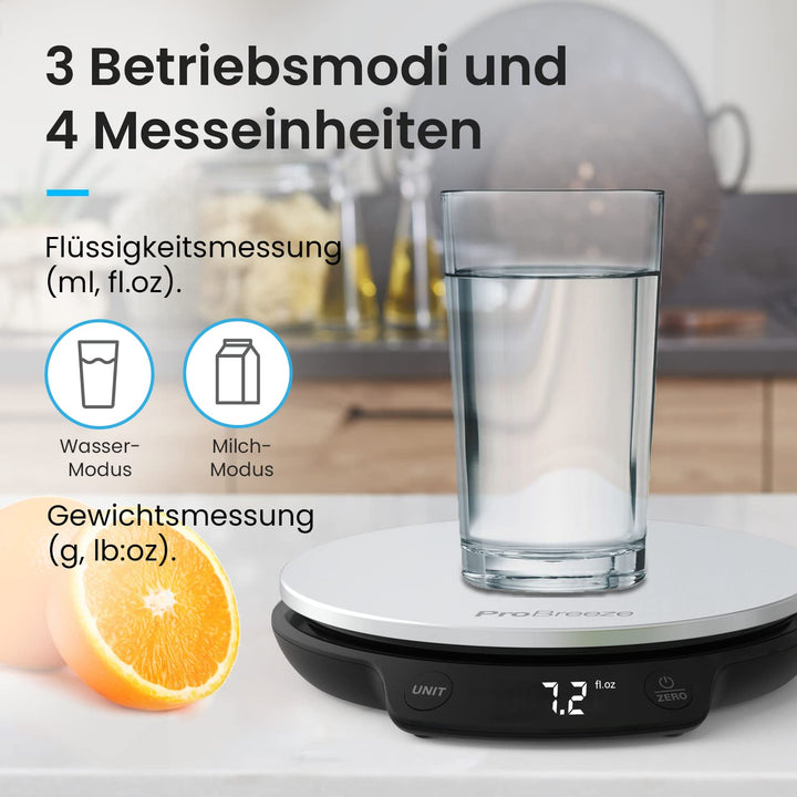 Pro Breeze Küchenwaage digital bis 5 Kg - Professionelle Digitalwaage für präzise Messgenauigkeit bi